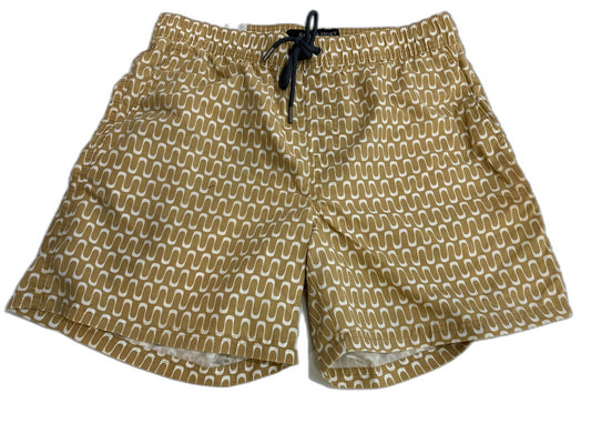 Cotton On Kahuna Shorts Mustard Wave Elastic & Tie Up Mens Size S NEW