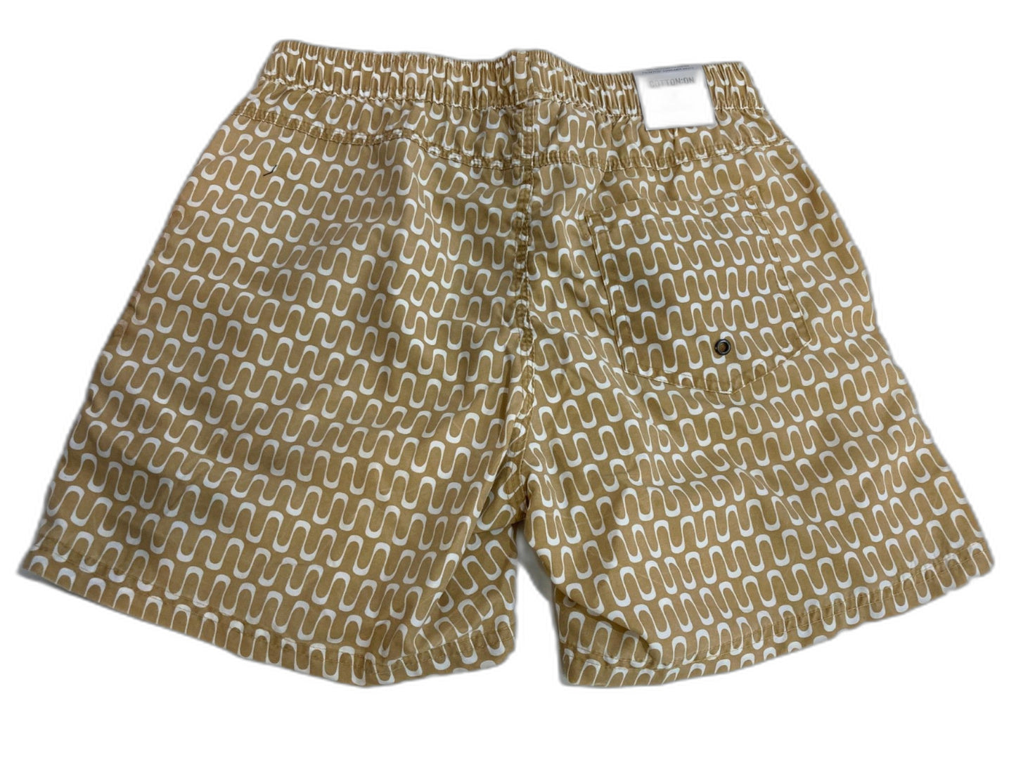 Cotton On Kahuna Shorts Mustard Wave Elastic & Tie Up Mens Size S NEW