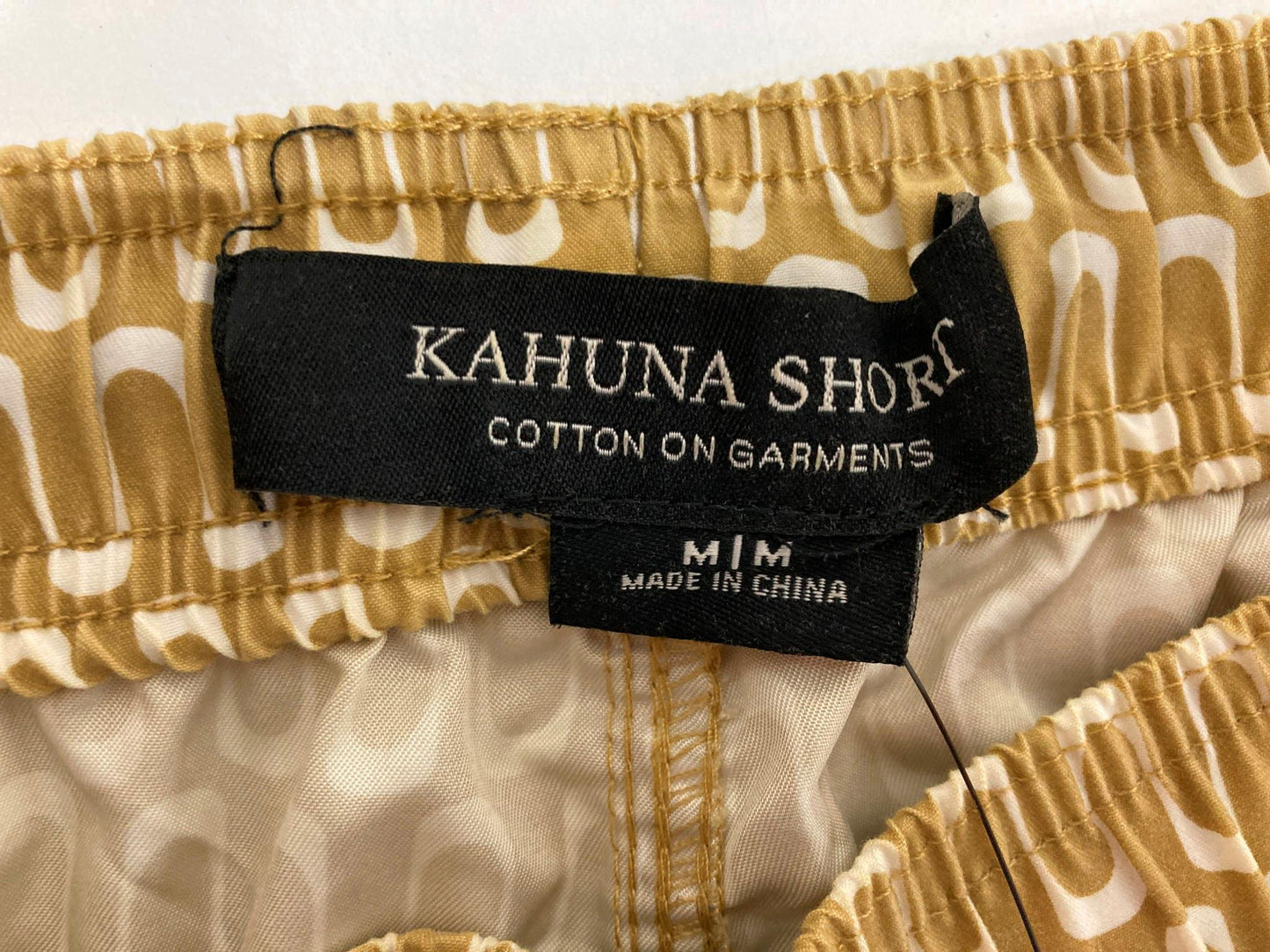 Cotton On Kahuna Shorts Mustard Wave Elastic & Tie Up Mens Size M NEW