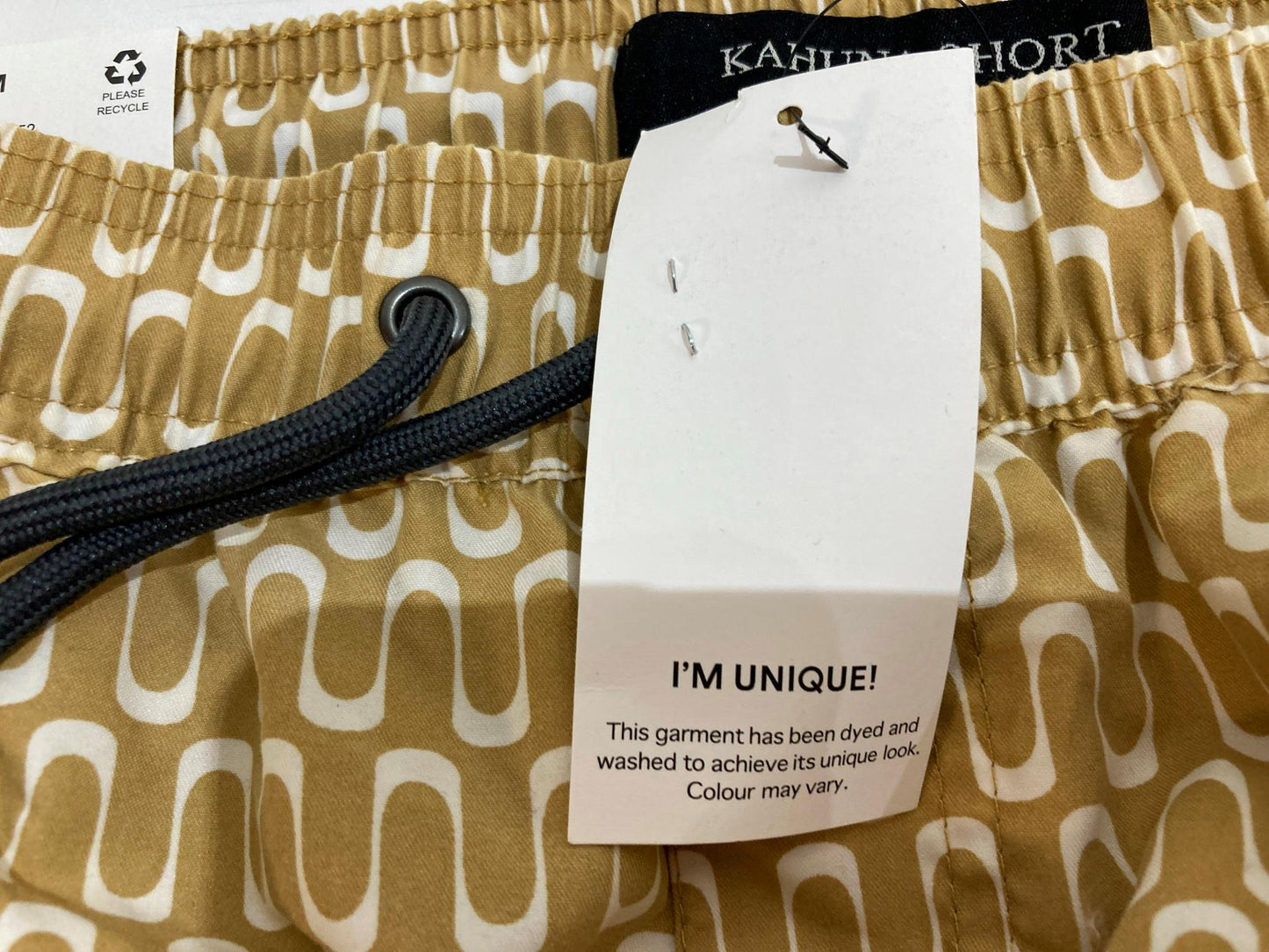 Cotton On Kahuna Shorts Mustard Wave Elastic & Tie Up Mens Size M NEW