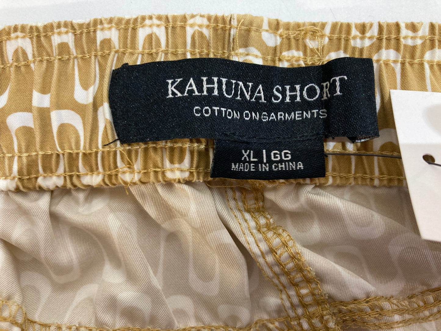 Cotton On Kahuna Shorts Mustard Wave Elastic & Tie Up Mens Size Xl NEW