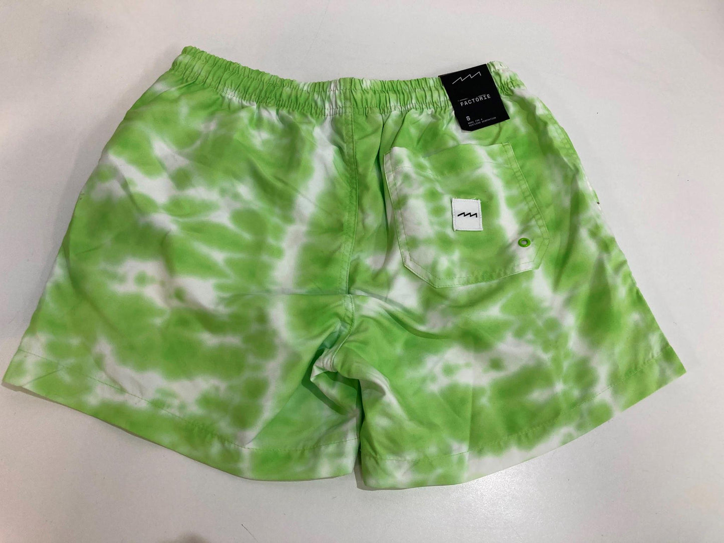 Factorie License Resort Shorts Sprite Green Tie Die Mens Sz S NEW