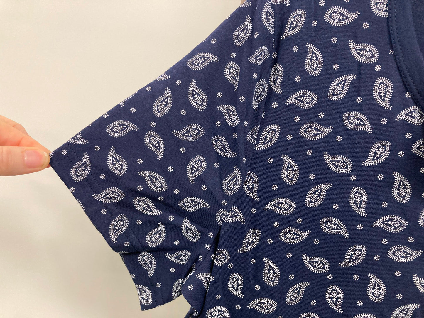 Soho Fasion S/Sleeve Nightshirt Paisley On Navy Button Ladies Sz S NEW