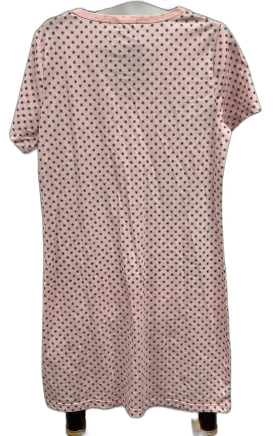 Soho Fasion S/Sleeve Nightshirt Daisey On Pink Buttons Ladies Sz S NEW