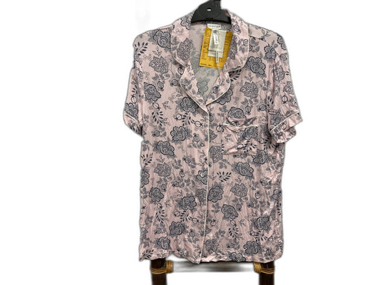 Chloe & Lola Sleep Floral Navy On Pink Button Up Ladies Sz S NEW