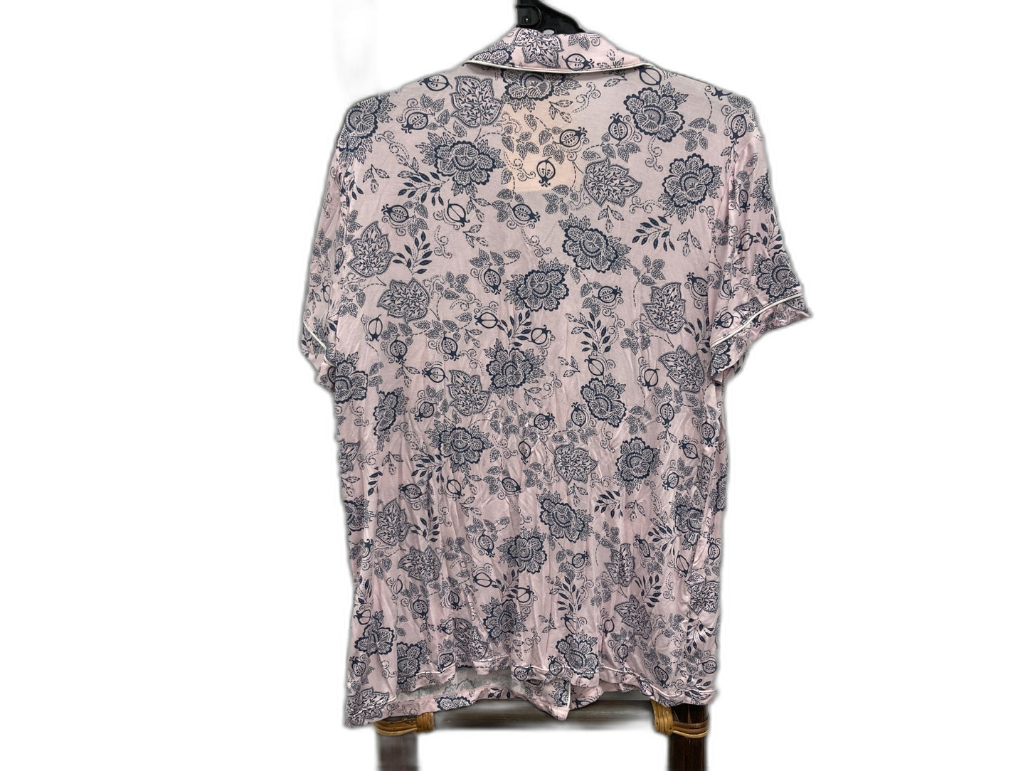 Chloe & Lola Sleep Floral Navy On Pink Button Up Ladies Sz S NEW