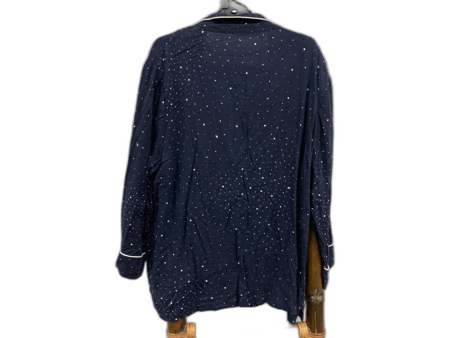 Oysho Double Breast L/Sleeve Pajama Top Stars Navy Ladies Sz M NEW