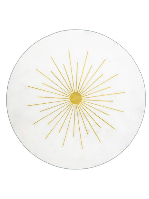 Gauri Kohli Handcrafted Sunshine Marble Lazy Susan 16" NEW