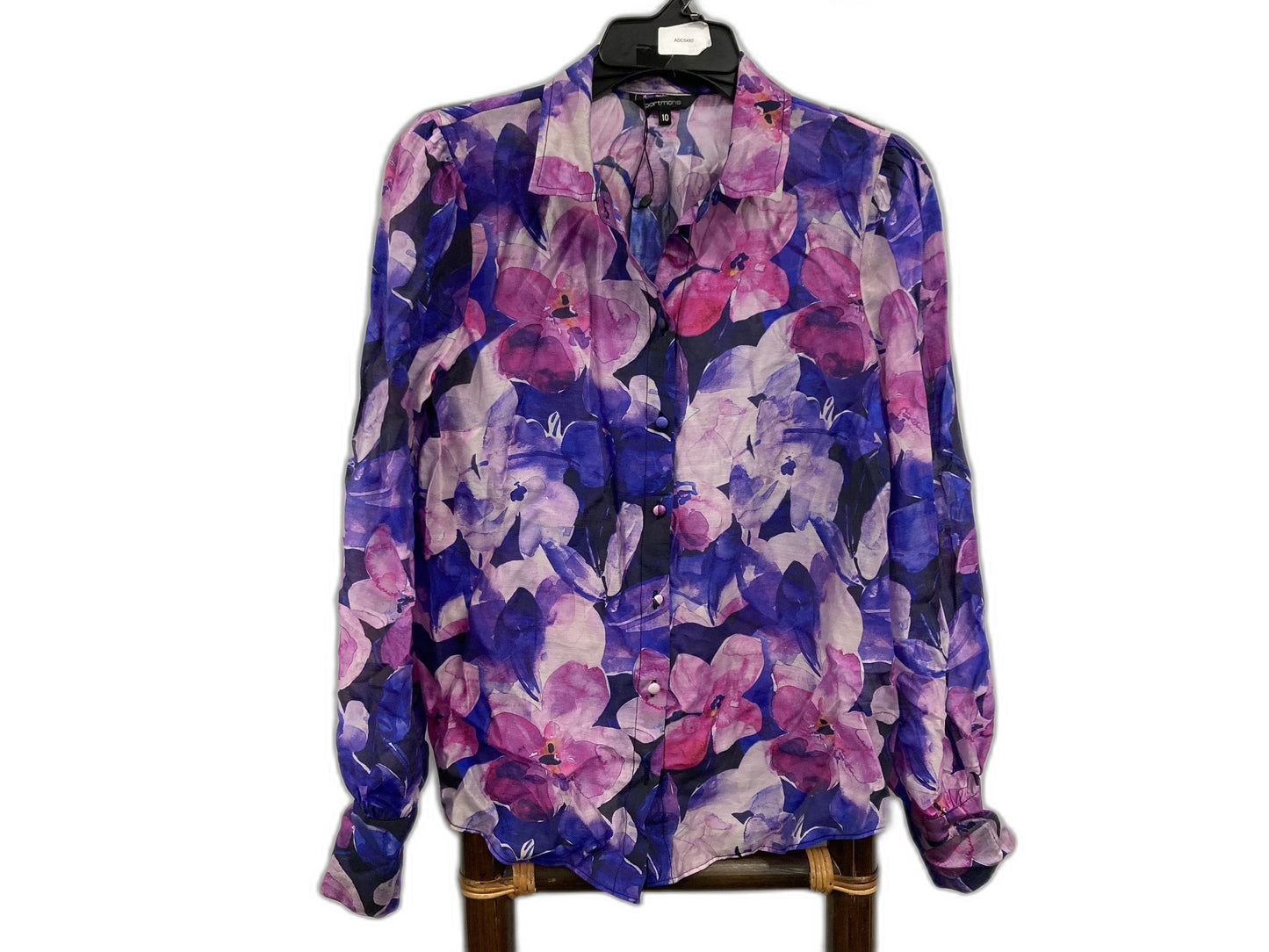 Portmans Lyocell L/Sleeve Light Shirt Purple Floral Ladies Sz 10 NEW