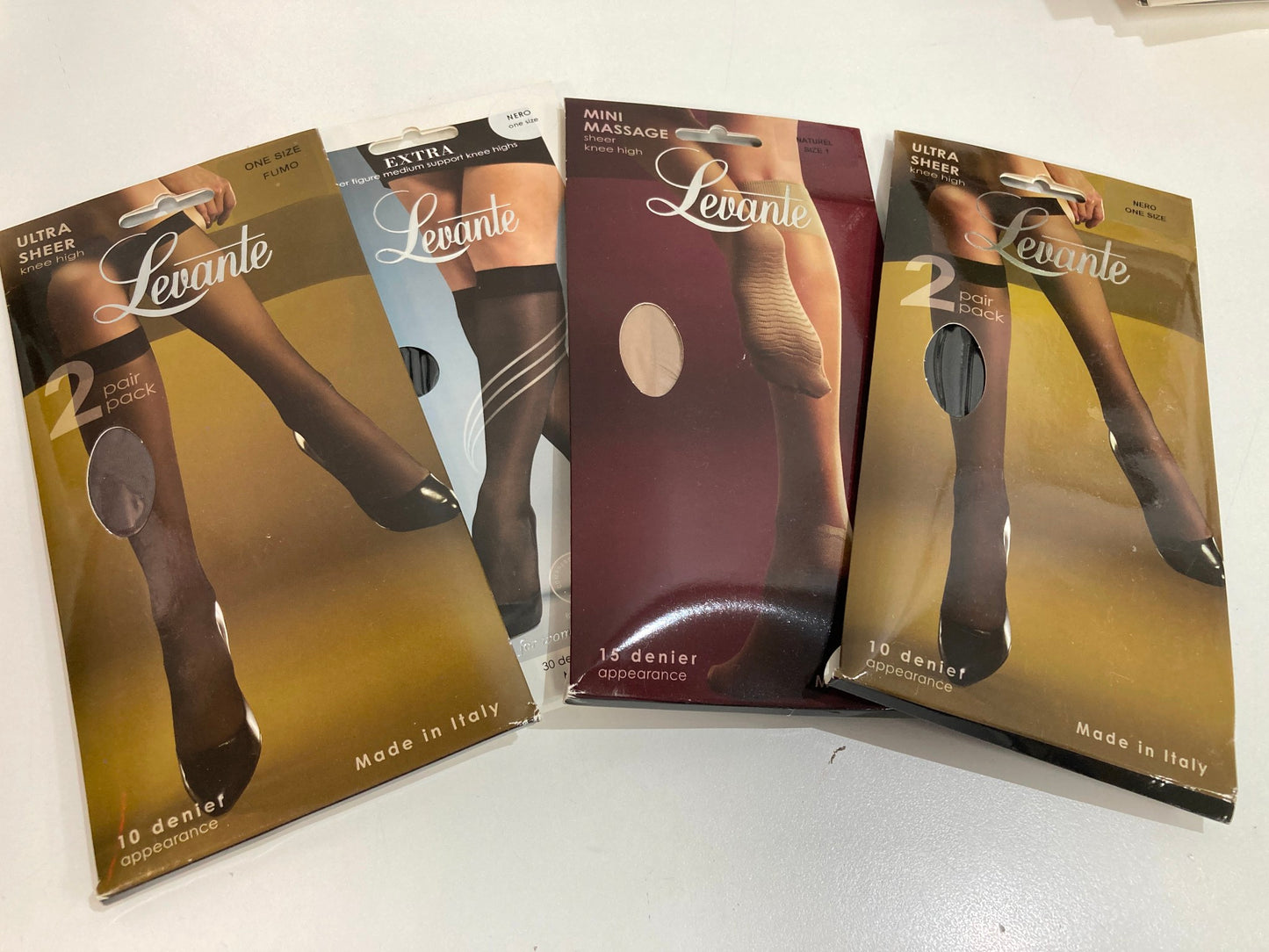 Levante Knee Highs Various Colours Six Pairs In Total Ladies Sz Osfa NEW