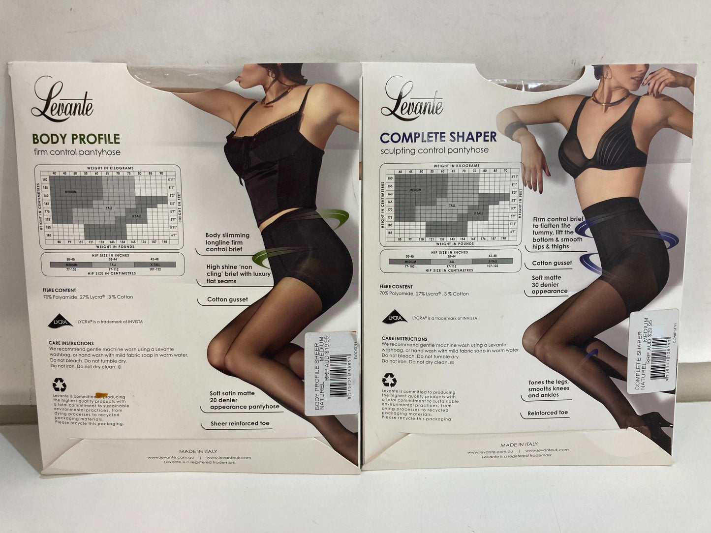 Levante Complete Shaper & Body Profile Panty Hose Naturel Sz Med NEW