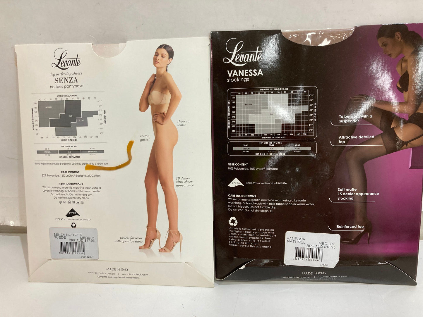 Levante No Toes Pantyhose & Stockings (No Belt Included) Naturel Sz M NEW