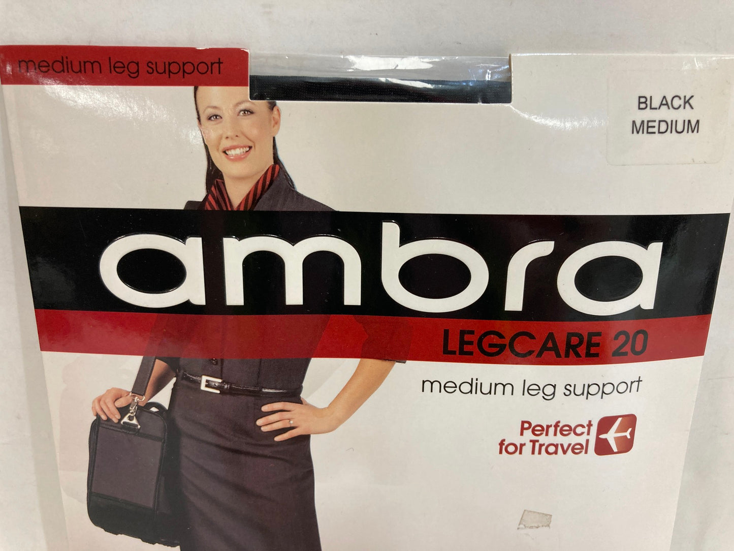 Ambra Legcare 20 Medium Leg Support Black Pantyhose Ladies Sz M NEW