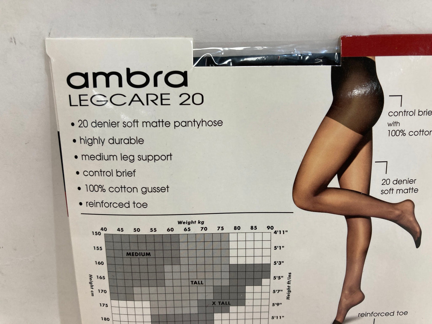 Ambra Legcare 20 Medium Leg Support Black Pantyhose Ladies Sz M NEW