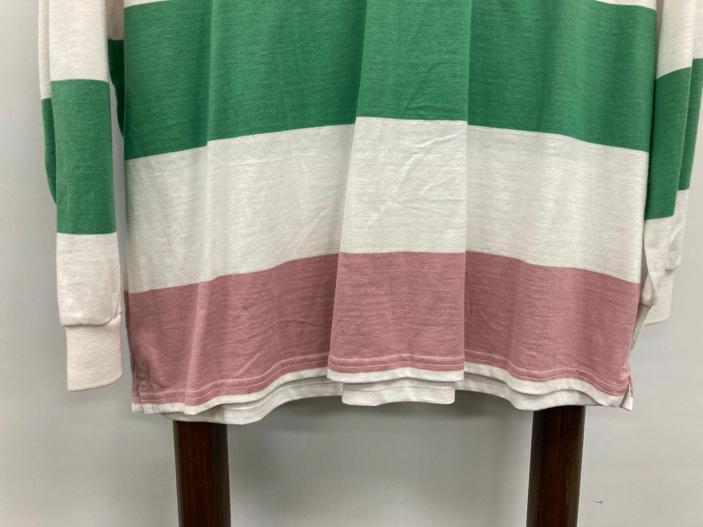 Stussy Kendal Oversized Striped Rugby Top Pink/Green Ladies Sz 10 NEW