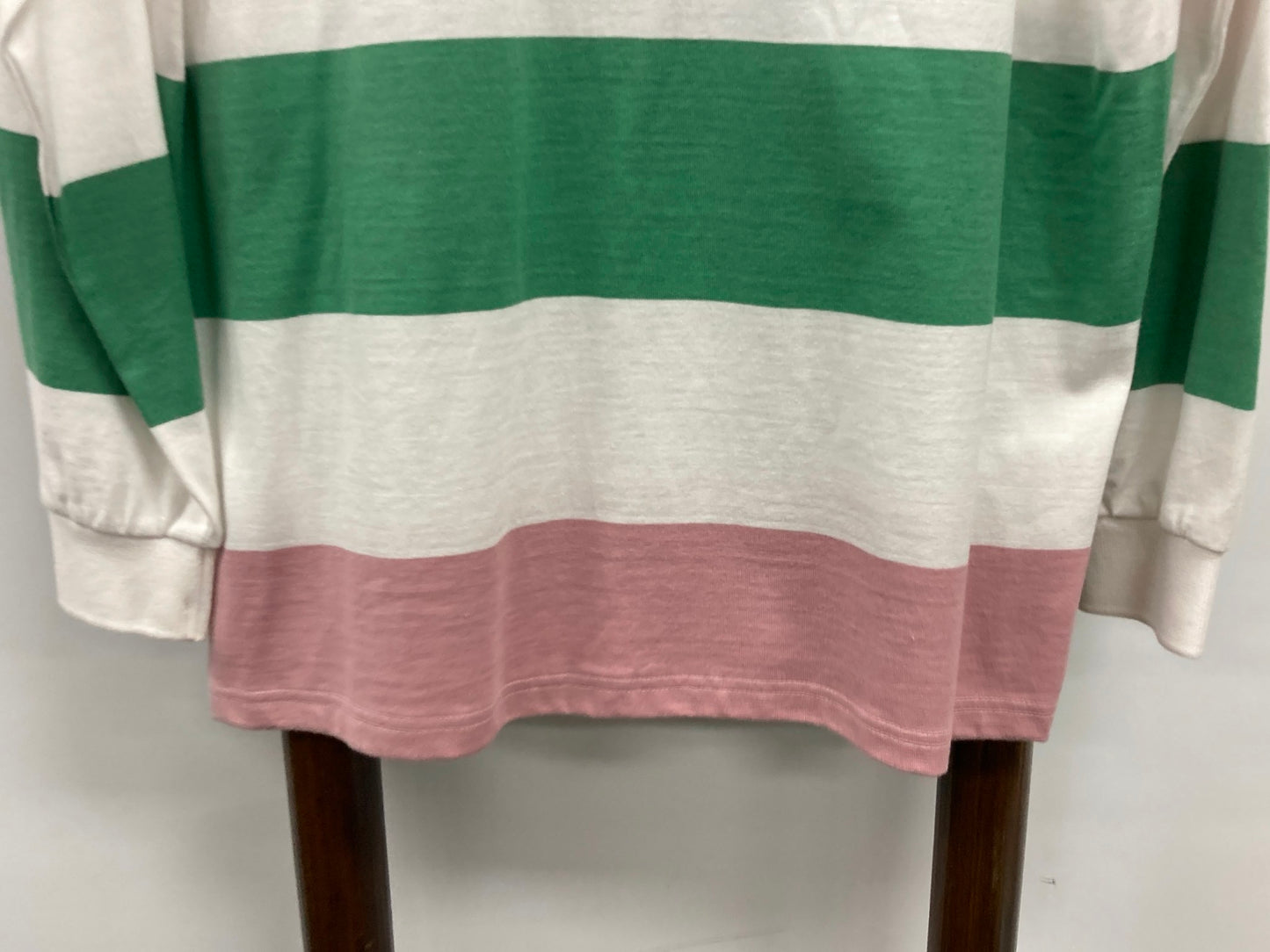 Stussy Kendal Oversized Striped Rugby Top Pink/Green Ladies Sz 6 NEW