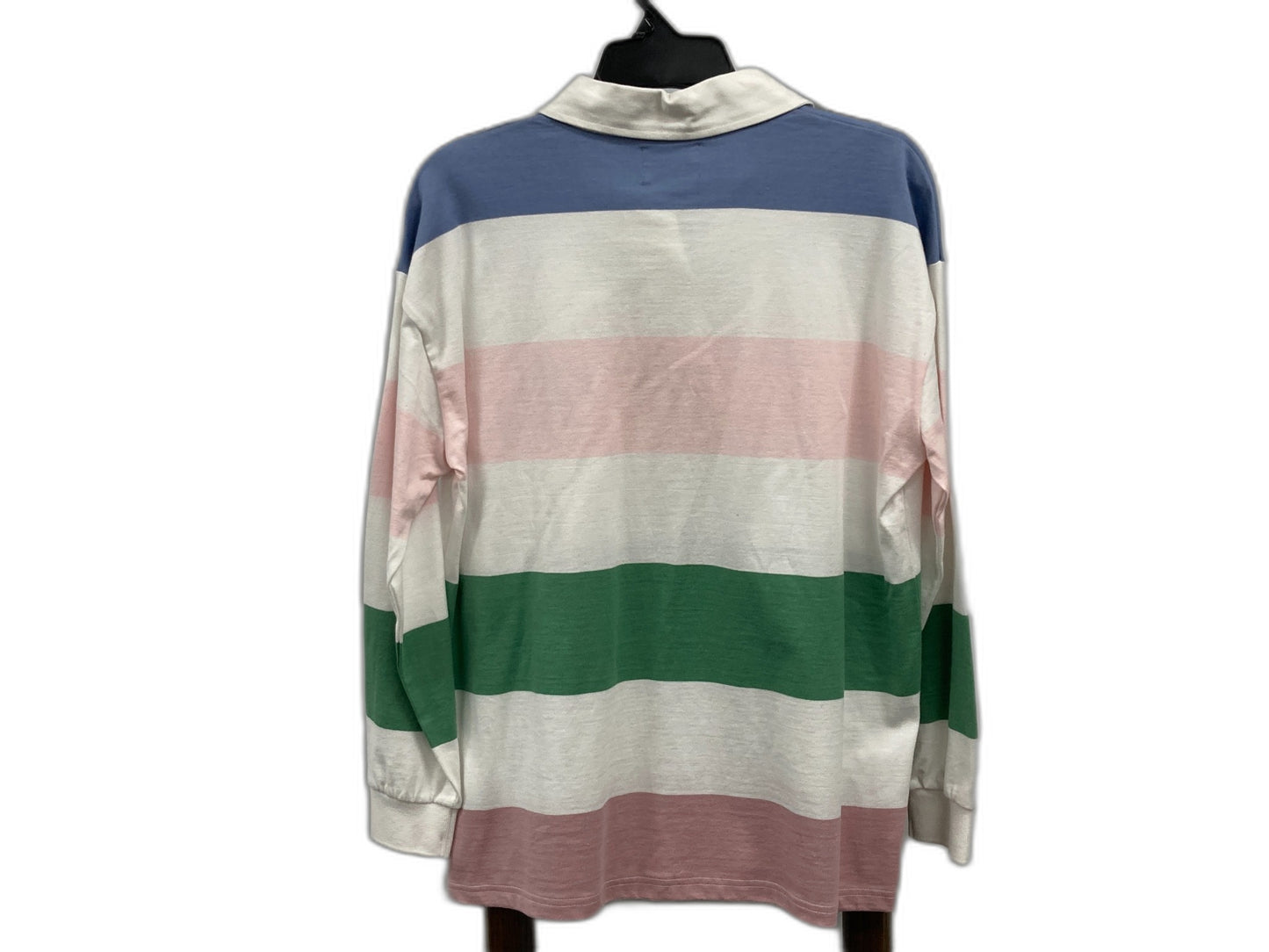 Stussy Kendal Oversized Striped Rugby Top Pink/Green Ladies Sz 6 NEW