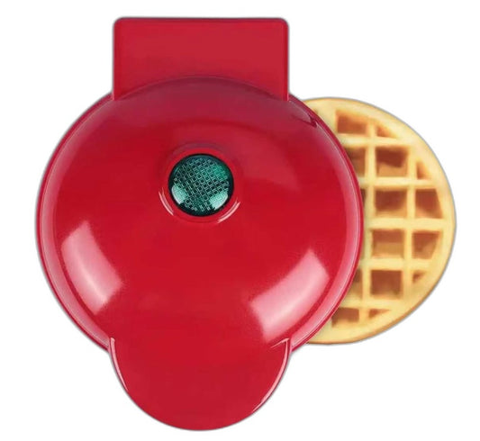 Red Mini Waffle Machine Non-Stick W/ Indicator Lights NEW