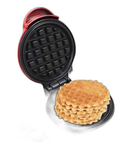 Red Mini Waffle Machine Non-Stick W/ Indicator Lights NEW