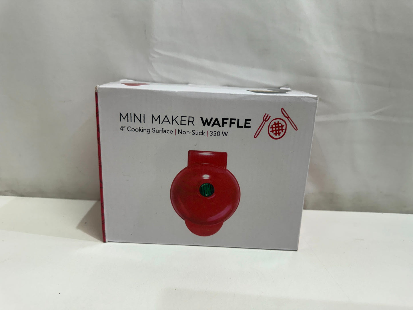 Red Mini Waffle Machine Non-Stick W/ Indicator Lights NEW