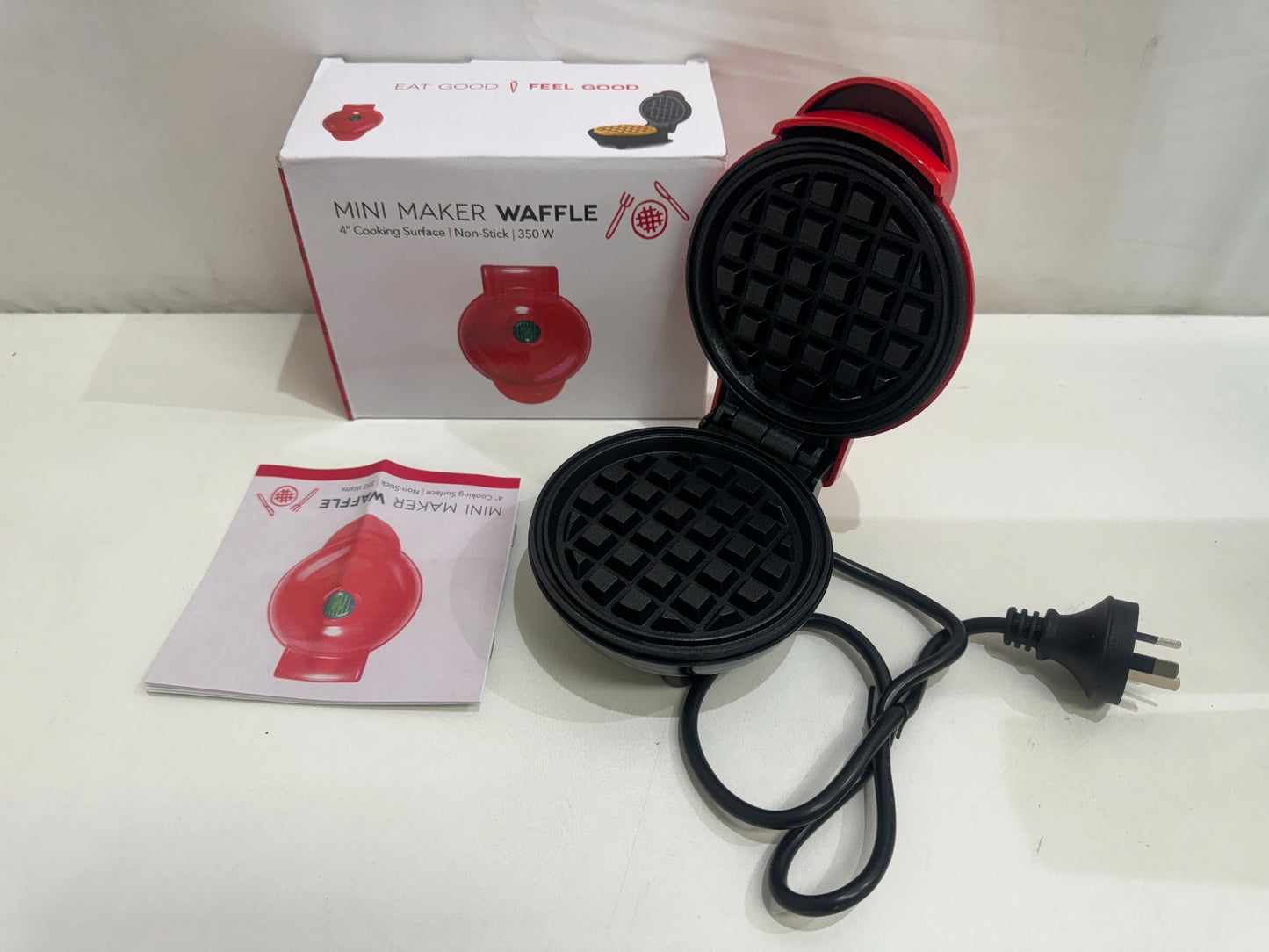 Red Mini Waffle Machine Non-Stick W/ Indicator Lights NEW