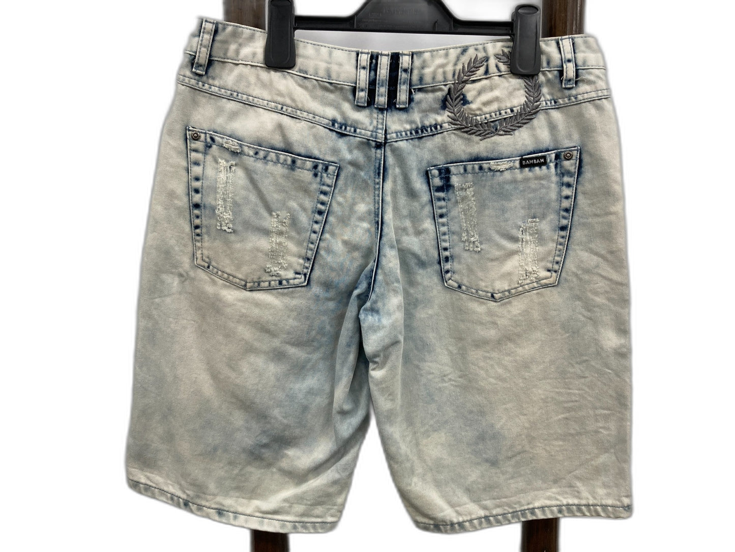 Bambam The 19'S Bleach Dye Denim Shorts Button Mens Sz 32