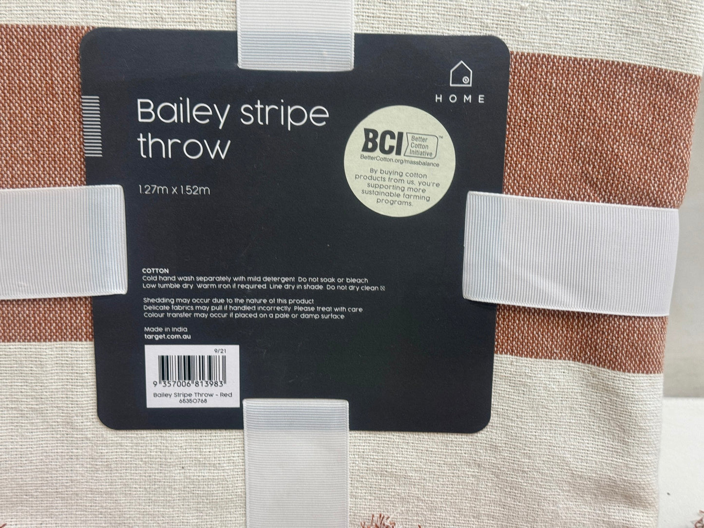 Target Bailey Stripe Lightweight Chair Throw Cotton 127Cmx152Cm -Red NEW