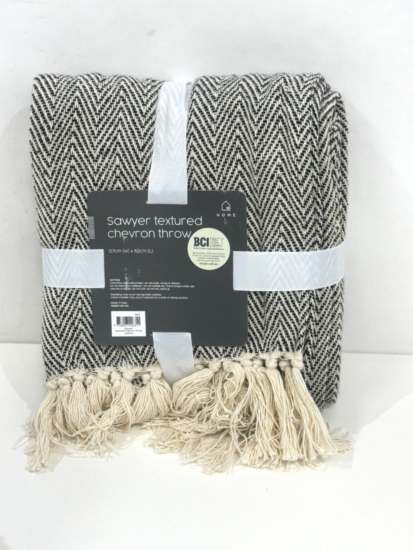 Target Cotton Sawyer Textured Tassled Chevron Throw 127X152Cm NEW