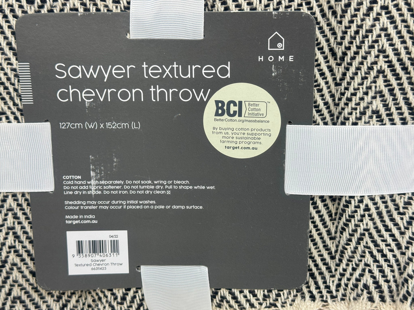 Target Cotton Sawyer Textured Tassled Chevron Throw 127X152Cm NEW