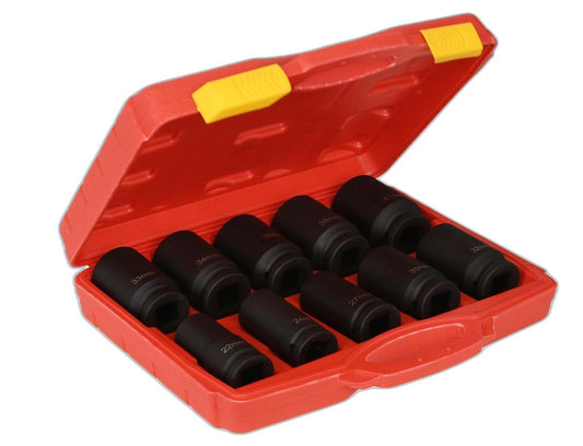 10Pce 3/4" Drive Deep Impact Socket Set Cr-V Steel(22-41Mm) In Carry Case NEW