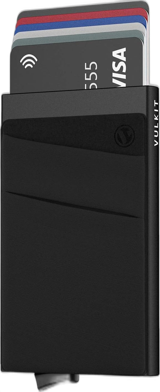 Vulkit Slim Wallet Pop Up 5 Card Holder W/ Cloth Slot Nfc Blocking NEW