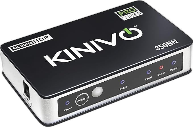 Kinivo 350Bn 3Port 4K 60Hz Hdmi Switch, Hdmi 2.0, Hdcp, Hdr Support NEW