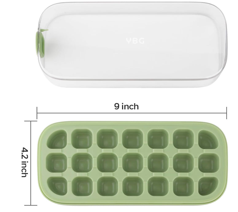 Ybg Press And Release No Touch Easy Release Ice Cube Tray Green NEW