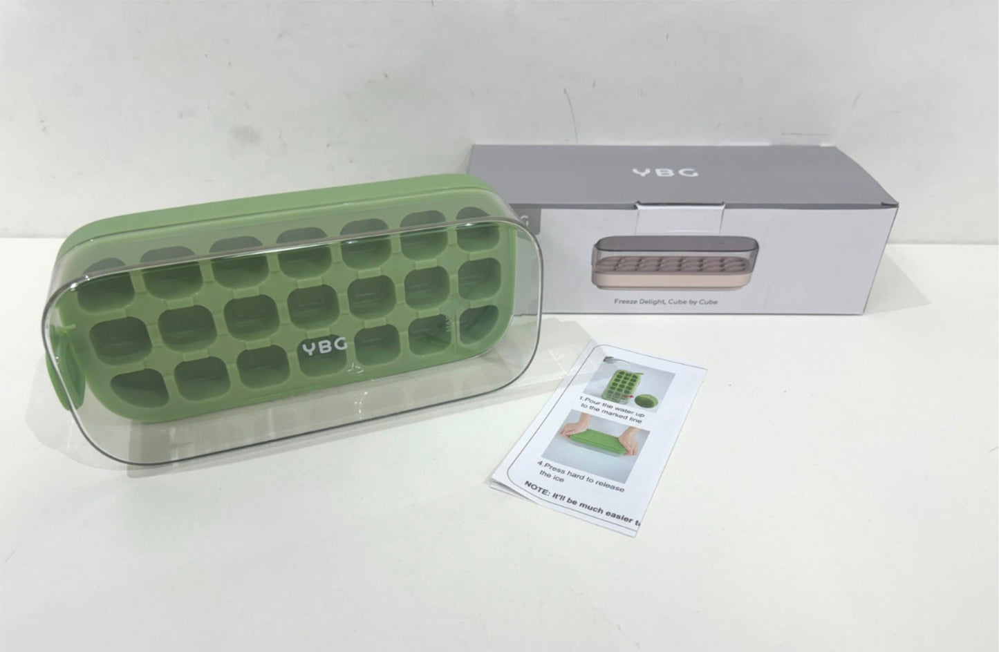 Ybg Press And Release No Touch Easy Release Ice Cube Tray Green NEW