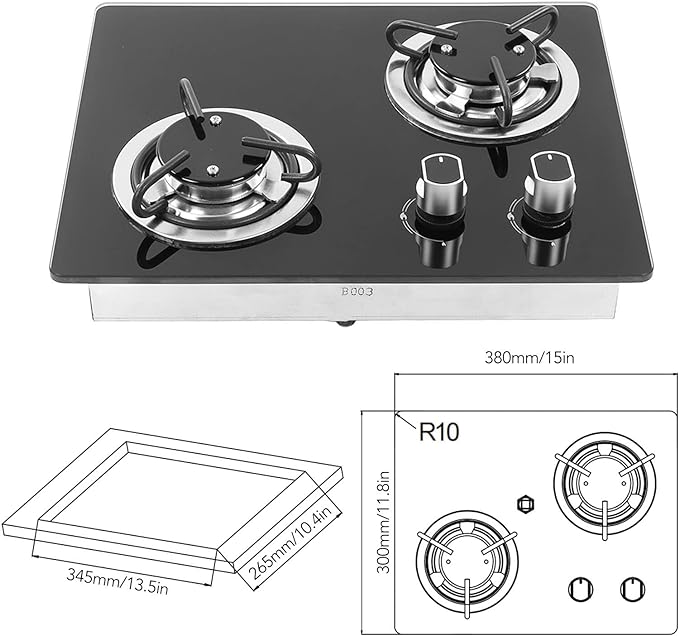 Luqeeq 2 Burner Gas Cook Top Portable Stove W/ Battery Box NEW