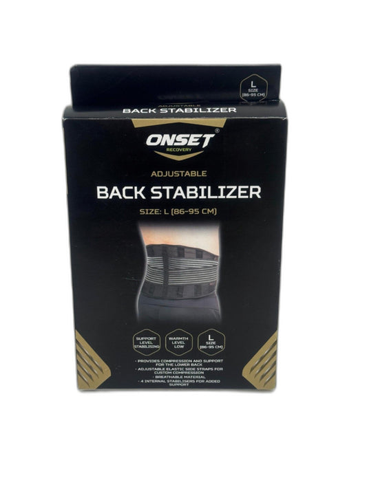 Onset Recovery Black Compression Support Adjustable Back Stabiliser Size L NEW