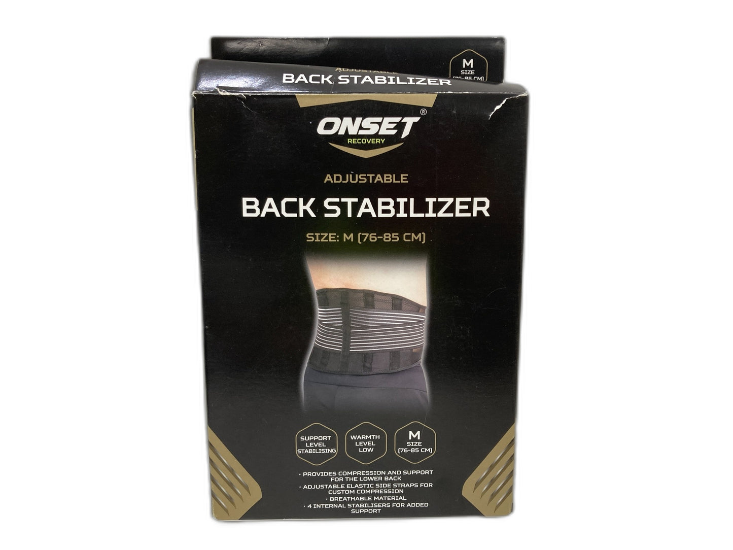 Onset Recovery Black Compression Support Adjustable Back Stabiliser Size M NEW