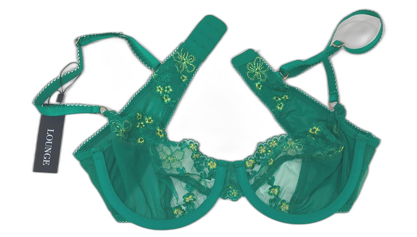 Lounge Harper Intimates Underwire Lace Bra Ladies Emerald Sz 10C NEW