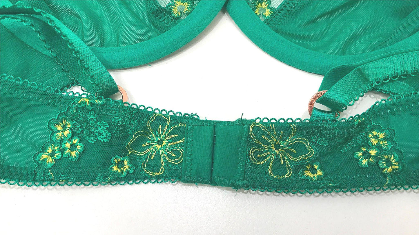 Lounge Harper Intimates Underwire Lace Bra Ladies Emerald Sz 10C NEW