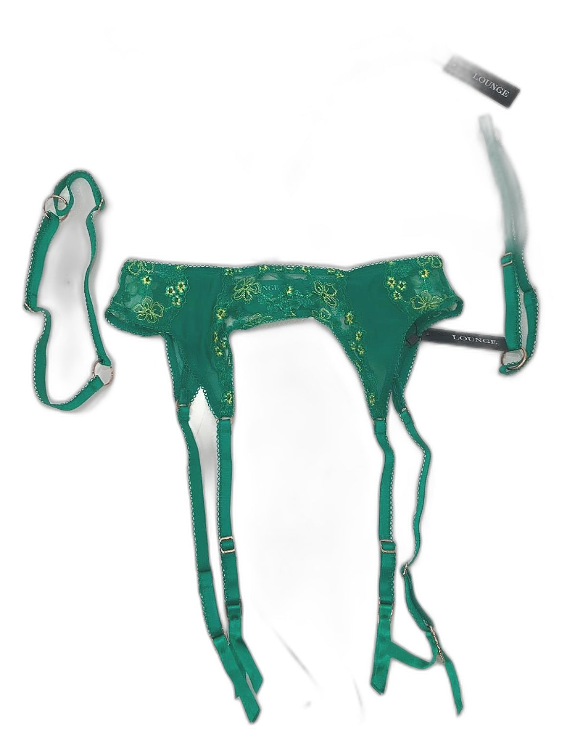 Lounge Harper Intimates Thong & Garter Belt Ladies Emerald Sz Small NEW