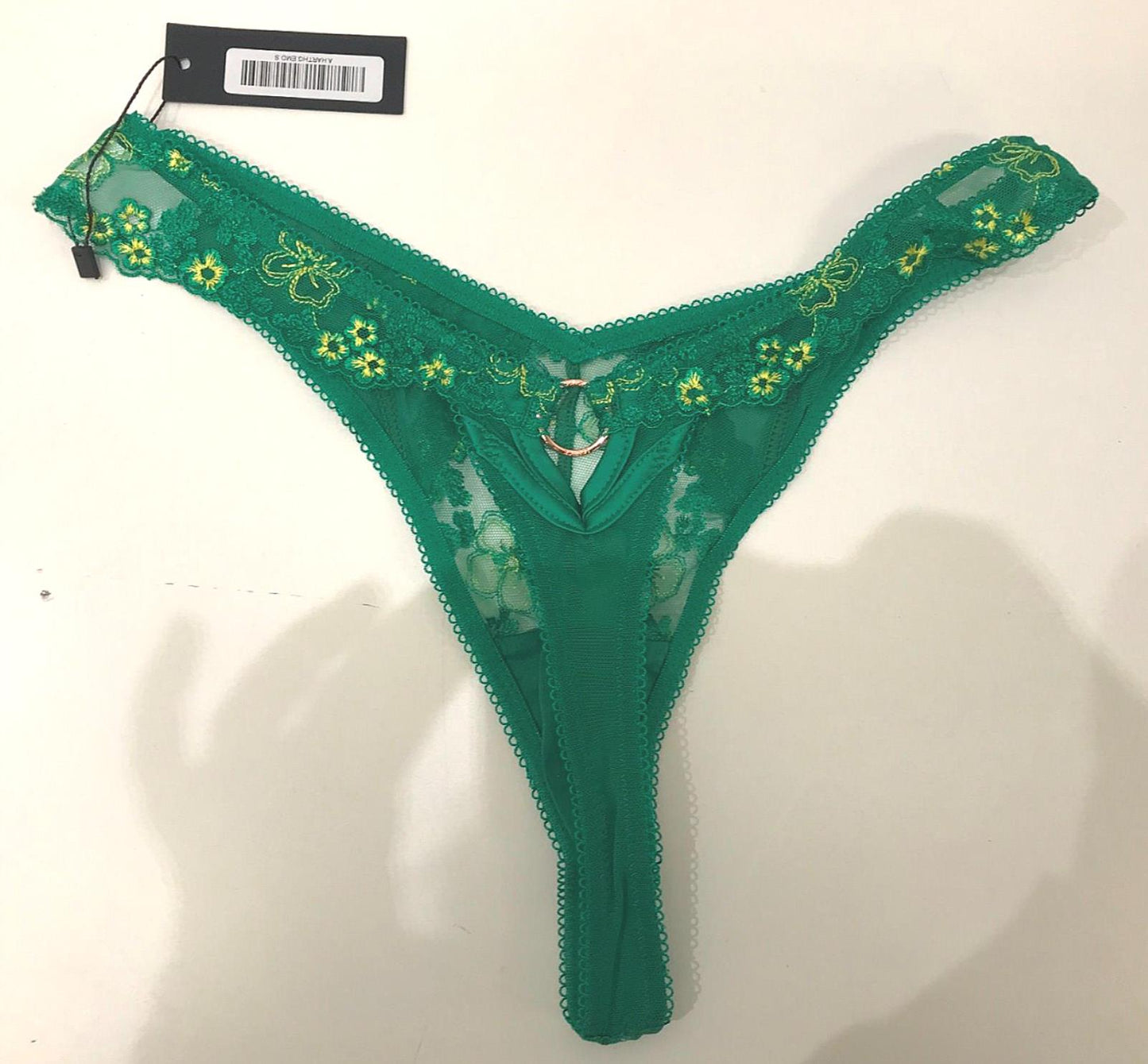 Lounge Harper Intimates Thong & Garter Belt Ladies Emerald Sz Small NEW