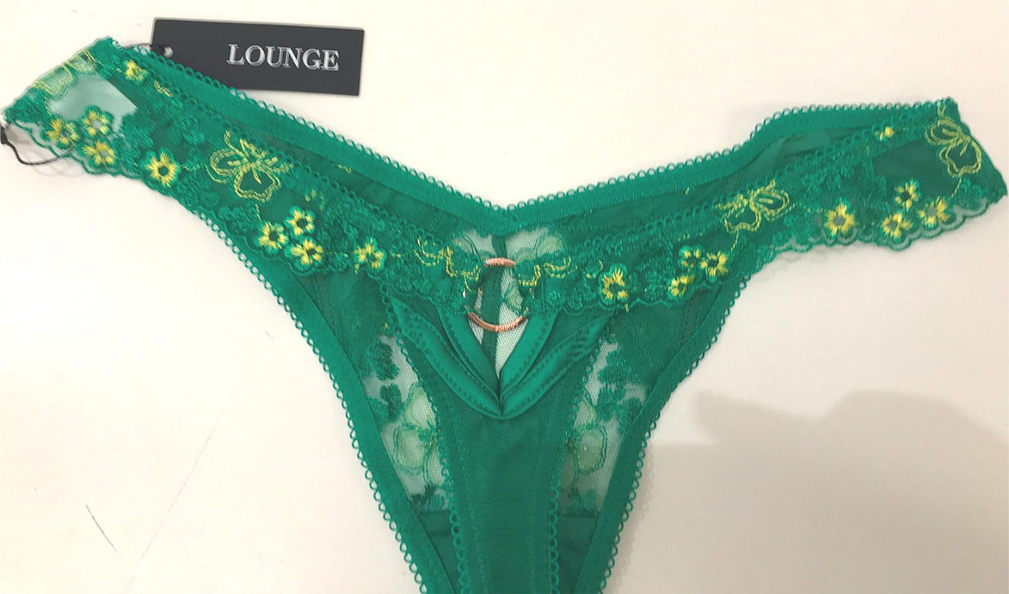 Lounge Harper Intimates Thong & Garter Belt Ladies Emerald Sz Small NEW