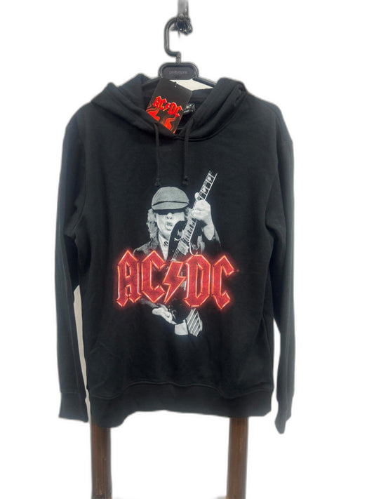 Ac/Dc Angus Young Black Hooded Cotton Blend Jumper Mens Size M NEW