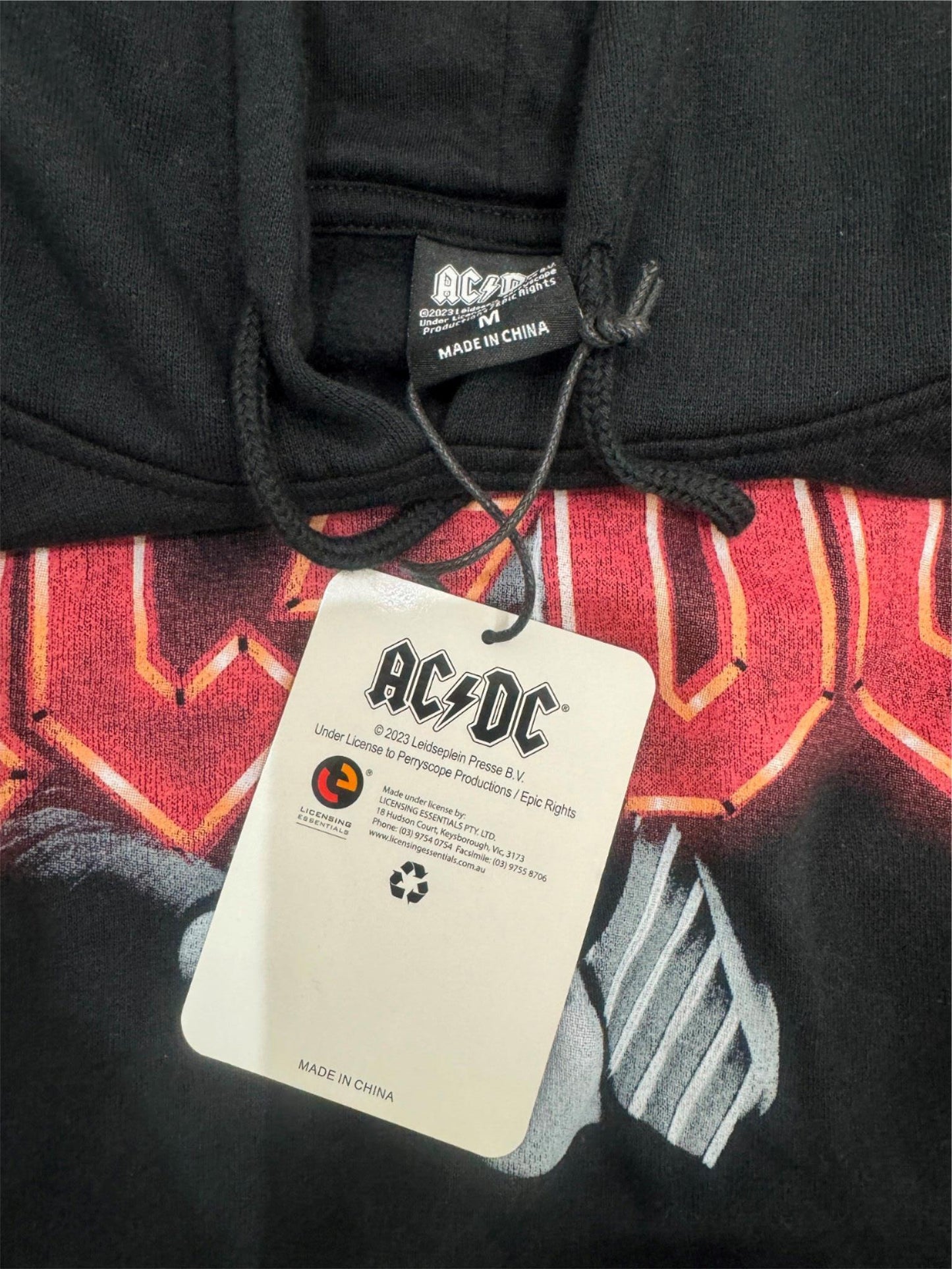 Ac/Dc Angus Young Black Hooded Cotton Blend Jumper Mens Size M NEW