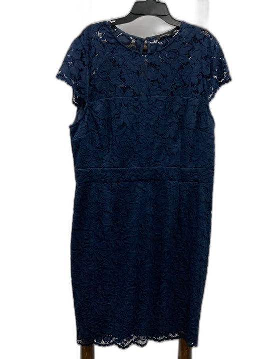 Portmans S/Sleeve Floral Lace Look Navy Dress Ladies Sz 16