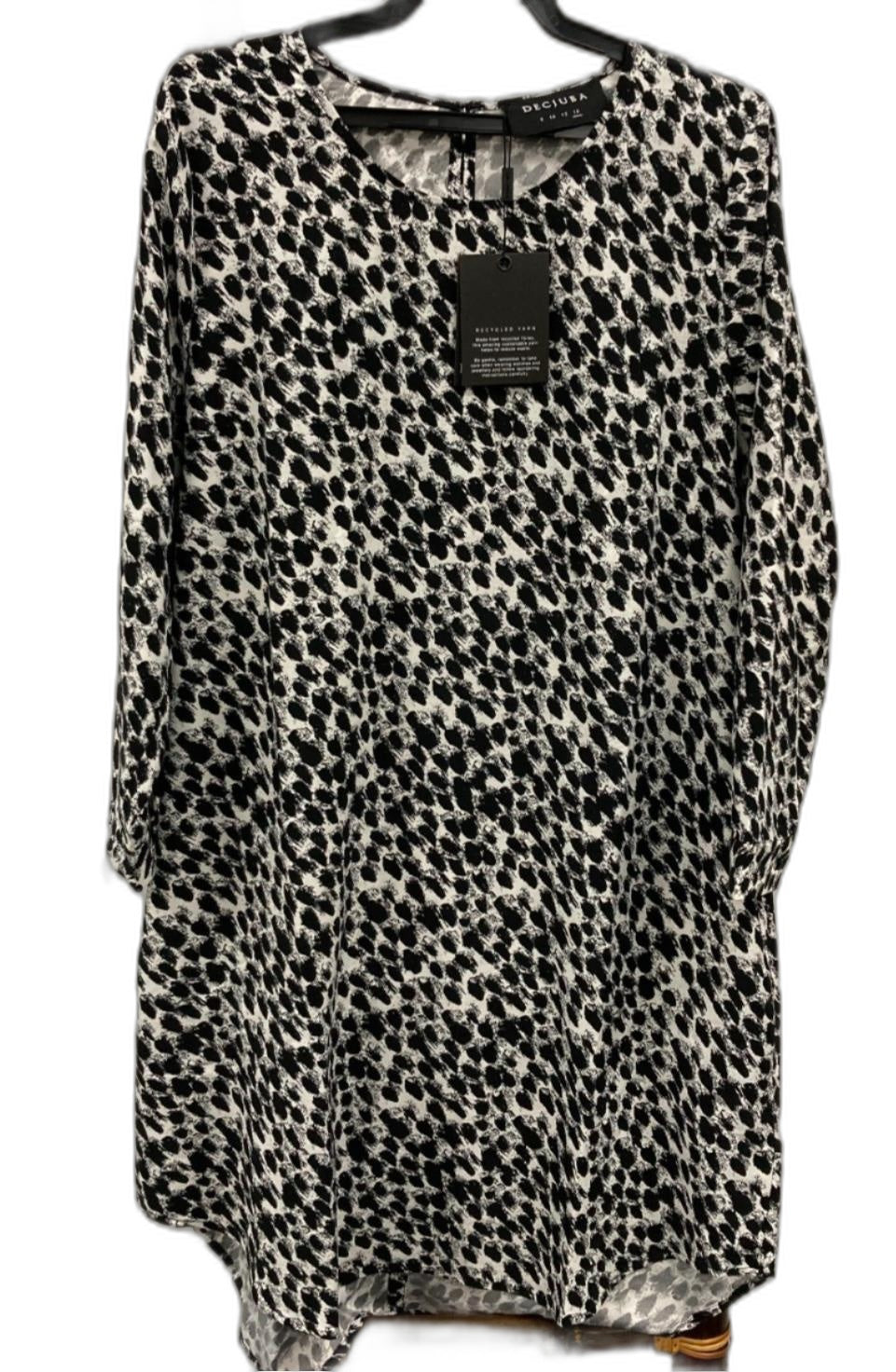 Decjuba Nadia Shift W/ Black On White Spots Dress Ladies Sz 14 NEW