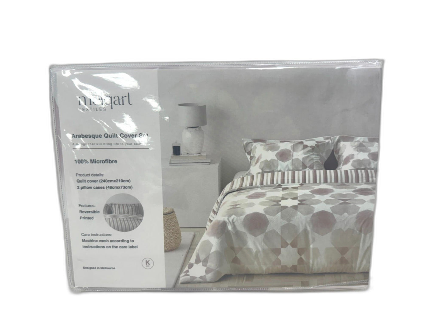 Melqart Arabesque Reversible 100% Microfibre KING Bed Quilt Cover Set NEW