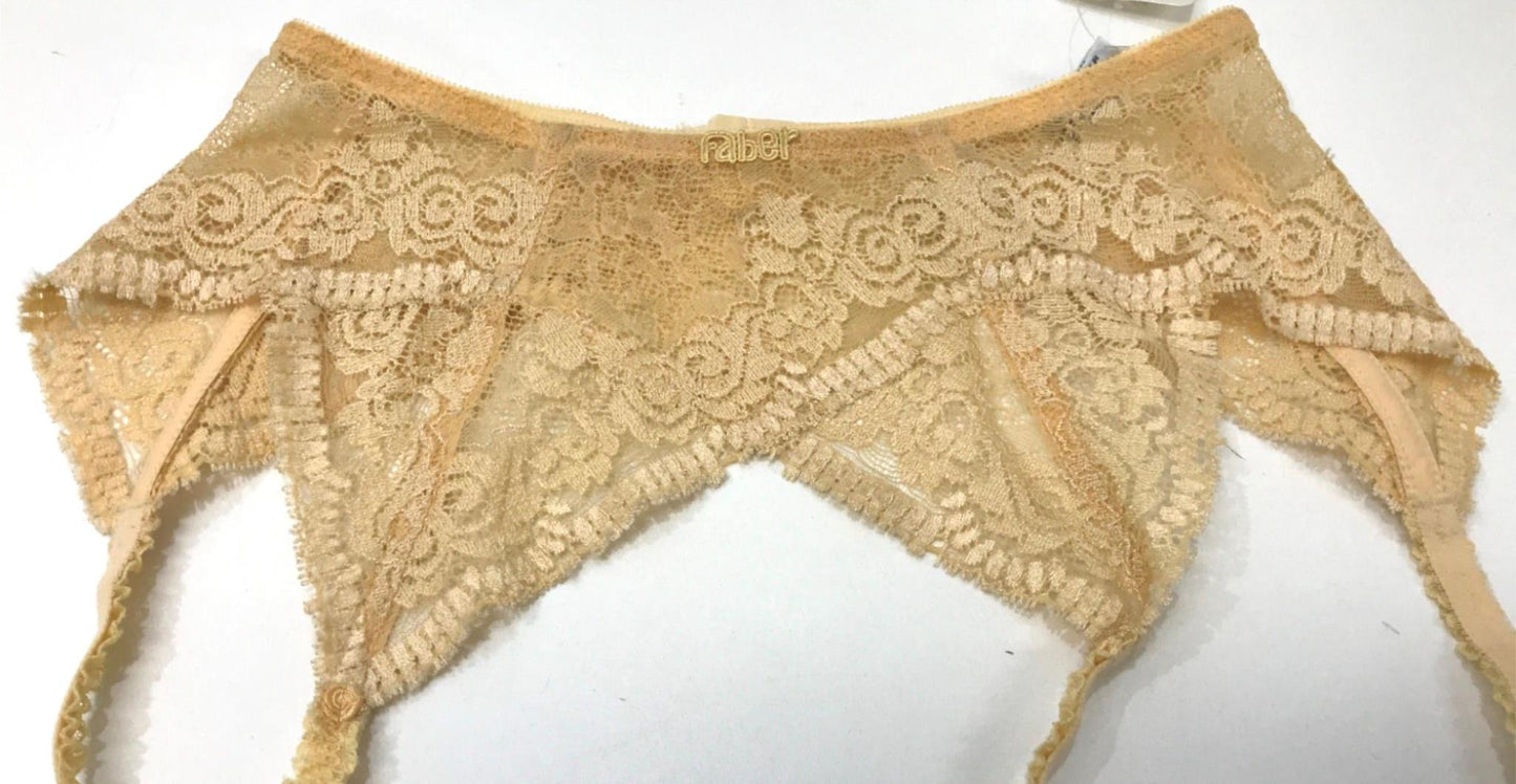 Faber Chantilly Lace Garter Belt Golden Yellow Ladies Sz 12 NEW