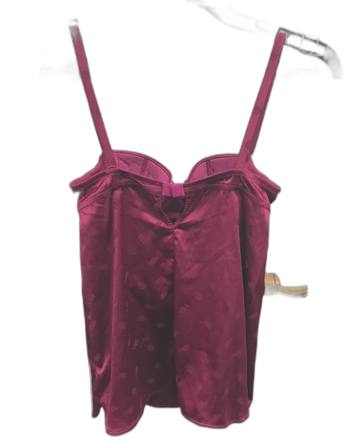 Cotton Club Satin-Like Flower Pattern Camisole Maroon Ladies Sz 10 NEW