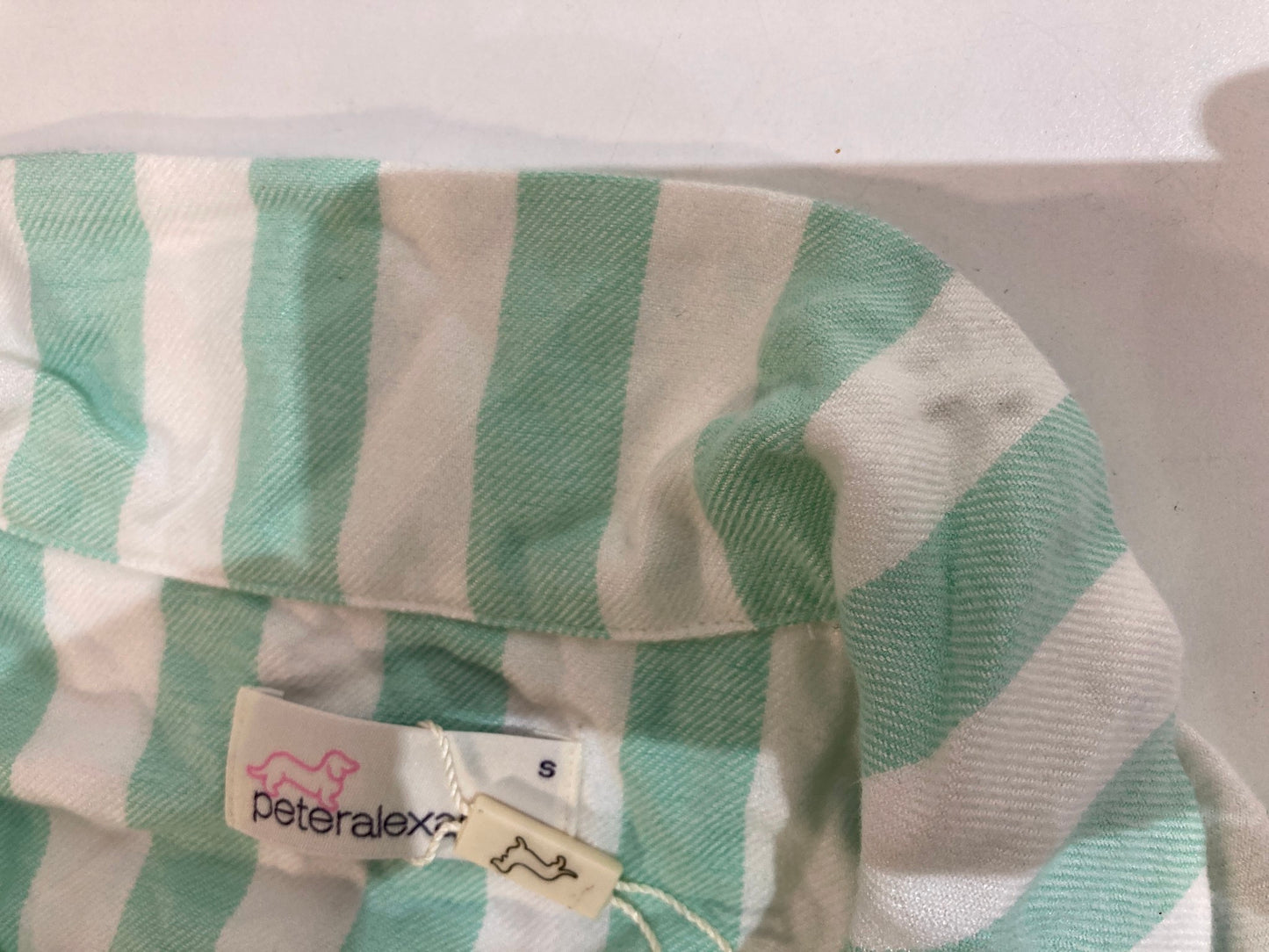 Peter Alexander Button Up Pyjama Top Mint Stripes Ladies Sz S NEW